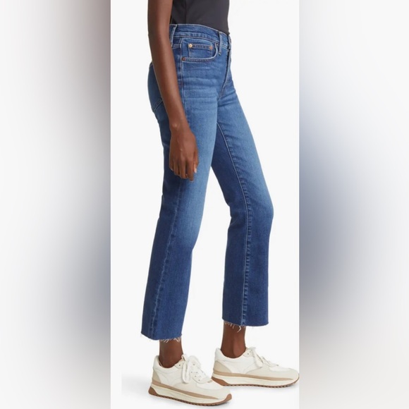 Madewell Mid Rise Kick Out Cropped Jean Size 28 in Brinton Wash - Picture 2 of 11